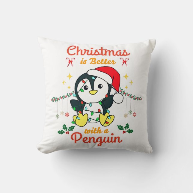 Almofada O Natal É Melhor Com Um Pinguim (Frente)