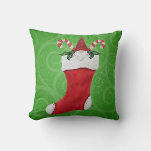 Almofada O Natal Gnome Red Hat Candy Canes em Pausa