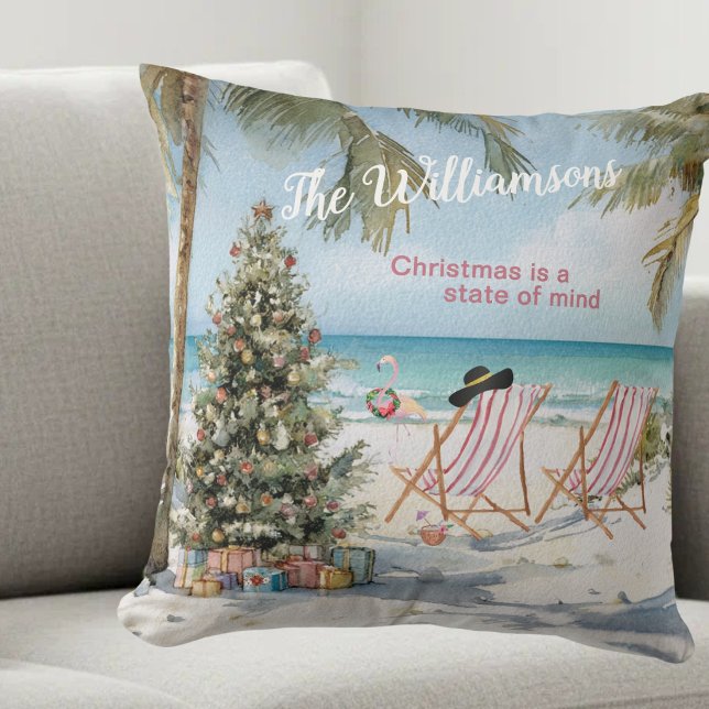 Almofada O Natal na Praia Ainda é Natal (Criador carregado)