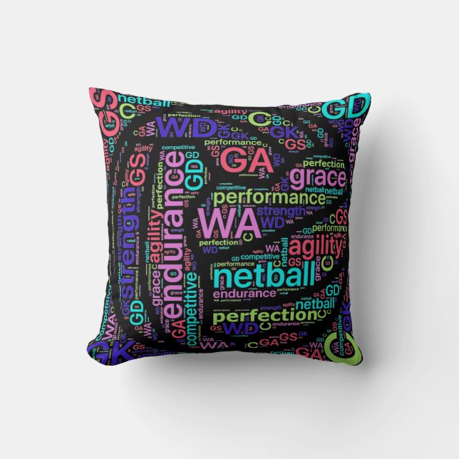 Almofada O Netball inspirado posiciona o design temático (Frente)