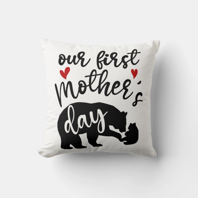 Almofada O nosso primeiro Dia de as mães, Mama Bear Gift, 1 (Frente)