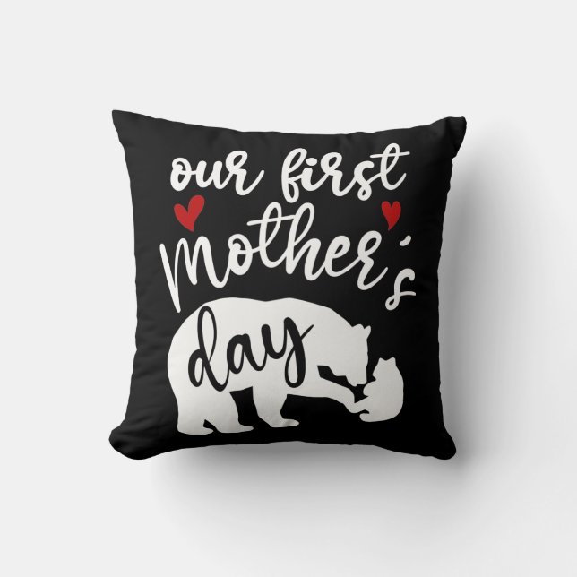 Almofada O nosso primeiro Dia de as mães, Mama Bear Gift, 2 (Frente)