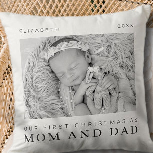 Almofada O nosso primeiro Natal como mãe e Pai moderna Chi