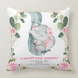 Almofada O Núcleo de Apostas de Elefante Floral Rosa
