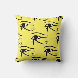 Almofada O Olho de Horus Padrão Amarelo Fundo