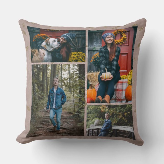 Almofada O ouro cor-de-rosa do encanto da colagem do (Frente)