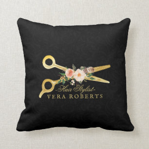 Almofada O ouro luxuoso do cabeleireiro Scissors o damasco