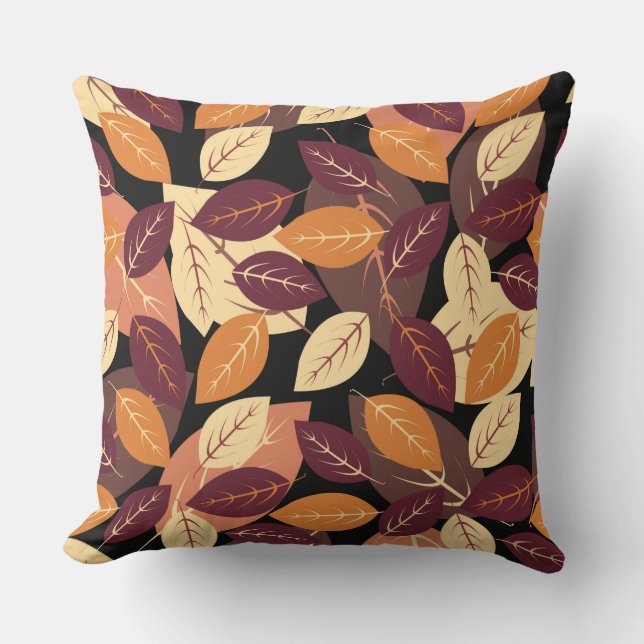Almofada O outono simples deixa escuro (Frente)