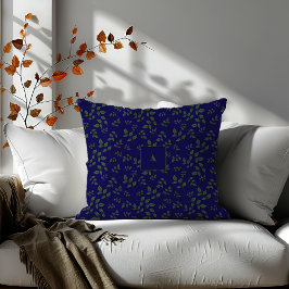 Almofada O padrão verde azul deixa monograma