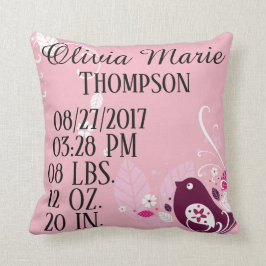 Almofada O pássaro cor-de-rosa do bebé sae flor do