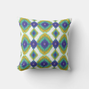 Almofada O pavão moderno do vintage de IKAT colore o teste
