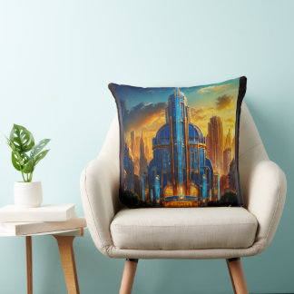 Almofada O Pavilhão do Plana Azul Deco Grande Arte de Xzend