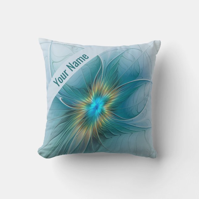 Almofada O pequeno nome Dourado azul moderno da beleza (Frente)