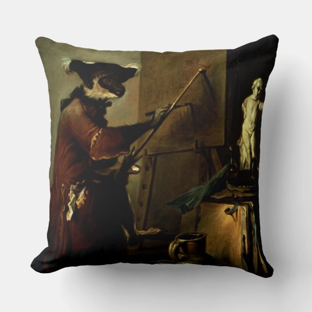 Almofada O pintor do macaco, 1740 (óleo em canvas) (Frente)