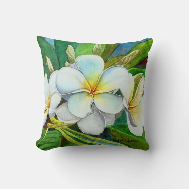 Almofada O Plumeria favorito de Mikala (Frente)