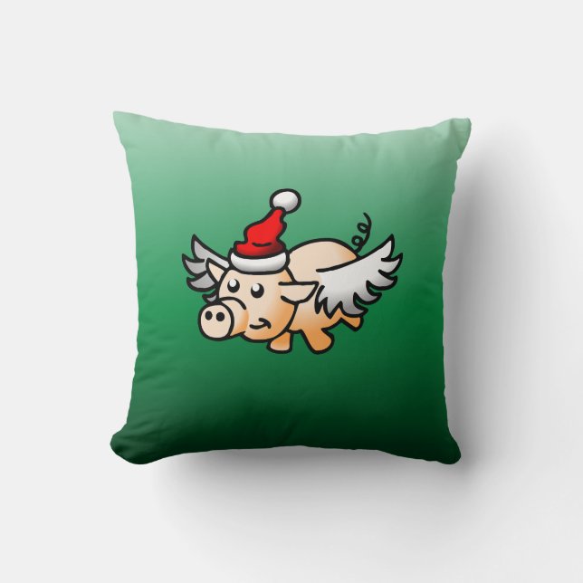 Almofada O Porco de Natal Voador (Frente)
