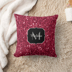 Almofada O preto vermelho-magenta vermelho-escuro brilha Mo