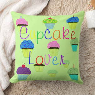 Almofada O roxo do verde do amante do cupcake PERSONALIZA o