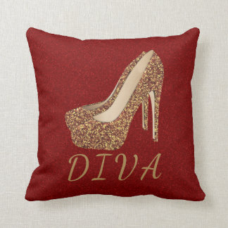 Almofada O salto alto Dourado do brilho da diva calça o