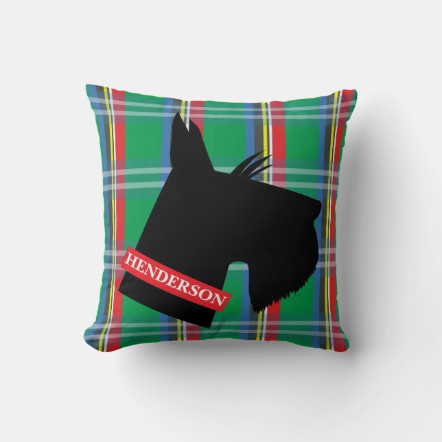Almofada O Scottish Terrier da xadrez personalizou o (Frente)