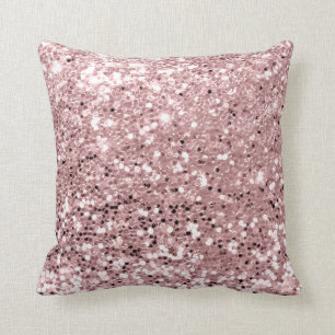 Almofada O Sequin da forma do estilista do brilho cora rosa