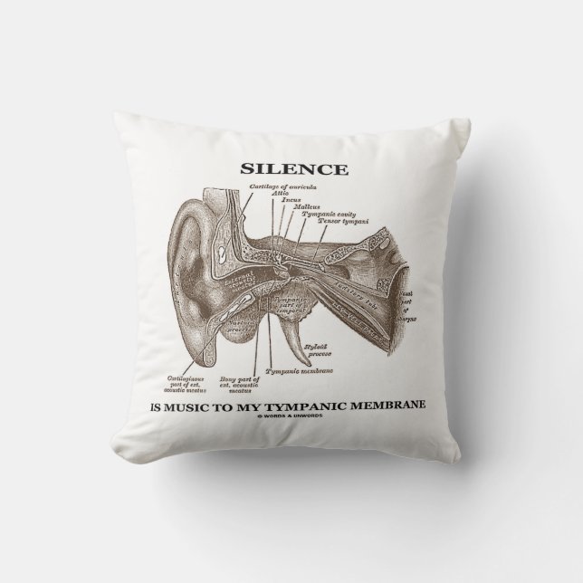 Almofada O silêncio é música a minha orelha da membrana (Frente)