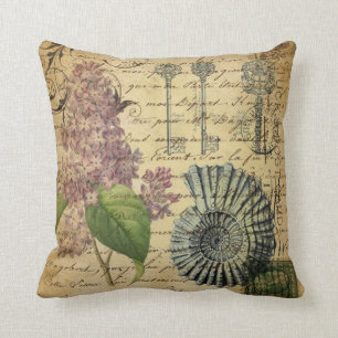 Almofada o steampunk fecha o lilac roxo botânico francês