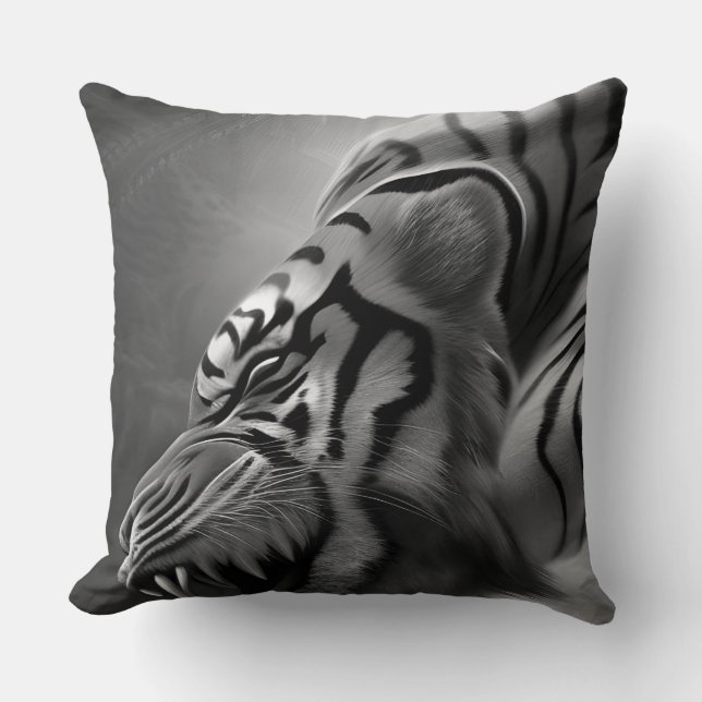 Almofada O Tigre Preto e Branco (Frente)