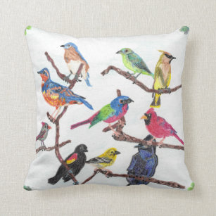 Almofada O travesseiro colorido das aves canoras do
