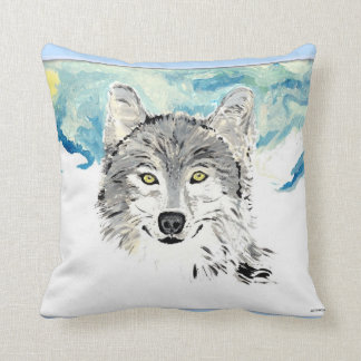 Almofada O travesseiro decorativo do lobo do inverno