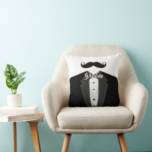Almofada O Travesseiro do bigode Tuxedo preto do Groom