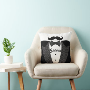 Almofada O Travesseiro do bigode Tuxedo preto do Groom