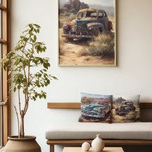 O velho carro azul desertado também no deserto