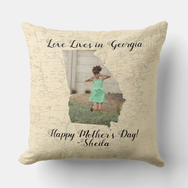 Almofada O Velho Mapa Do Amor Vive No Estado Da Geórgia Em  (Frente)