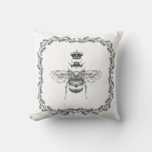 Almofada O vintage cinzento elegante Bumble a abelha & o