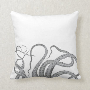 Almofada O vintage náutico dos tentáculos do polvo kraken