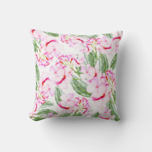 Almofada Oásis Botânico Tropical Verde Rosa Flores Folhas