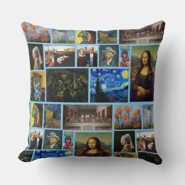 Almofada Obras-primas de Arte, Azul (Frente)