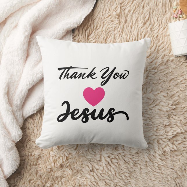 Almofada Obrigado Jesus | Coração de fé cristã moderna (Cobertor)