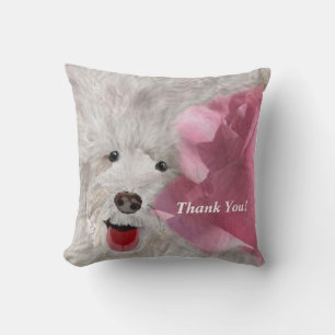 Almofada Obrigado Labradoodle e Rosa