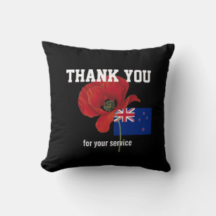 Almofada OBRIGADO VETERÃOS Servicemen Poppy NEW ZEALAND