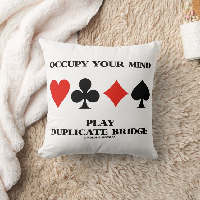 Almofada Occupy Your Mind Play Duplicate Bridge Card Suits (Cobertor)