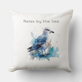 Almofada Ocean Breeze: Watercolor Seagull