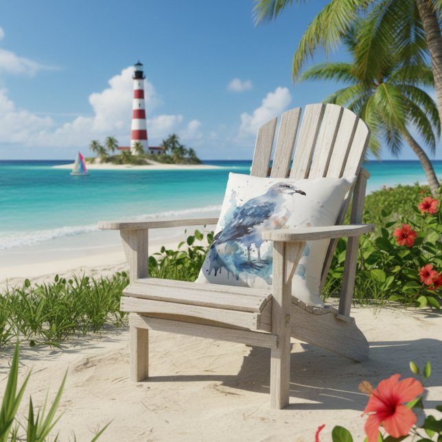 Almofada Ocean Breeze: Watercolor Seagull (Criador carregado)