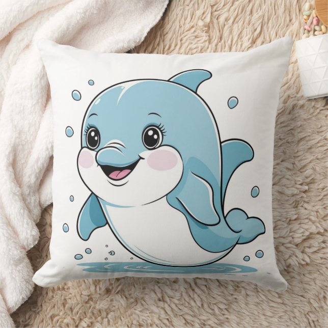 Almofada Ocean Friends Cute Sea Creatures Dolphin  (Cobertor)