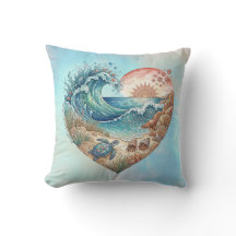 Ocean Heart Coastal Wave Sea Turtle Beach Sunset