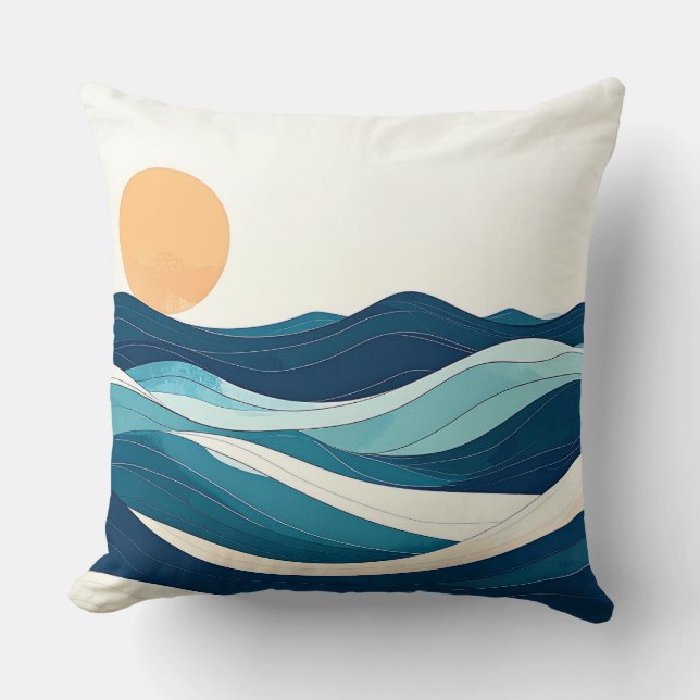 Almofada ocean mug, waves design, minimalist mug, coastal l (Frente)