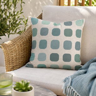 Almofada Ocean Seafoam Slate Blue Round Squares Sobre O Mar