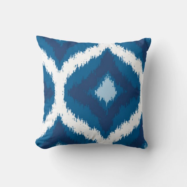 Almofada Ocean Waves Ikat Pattern Throw Pillow (Frente)