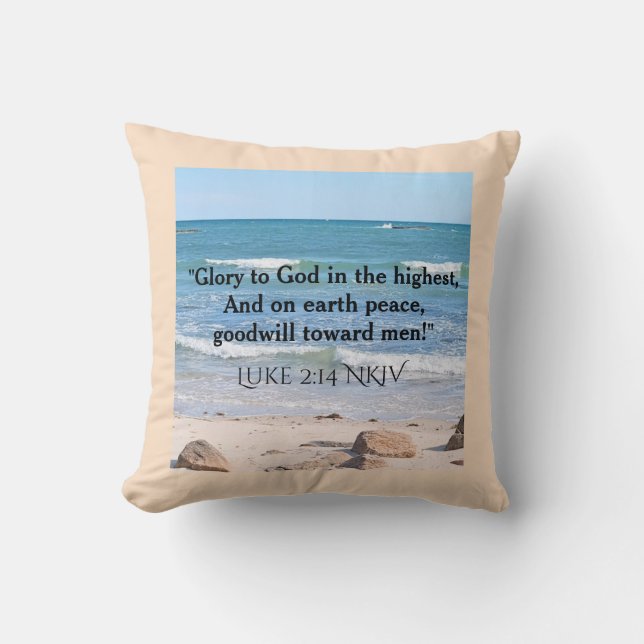 Almofada Oceano Azul com Mensagem de Fé Versa de Natal Thor (Frente)